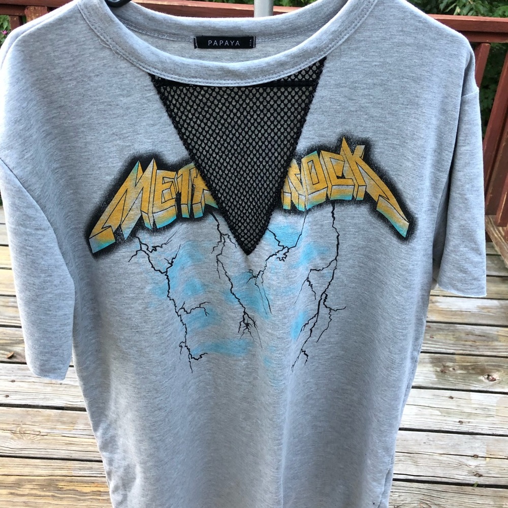** 2 for $10 * Metal rock T shirt with mesh ⚡️